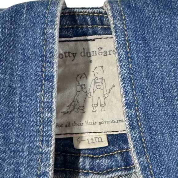 DOTTY DUNGAREES -  SHORTALLS- STONEWASH STRETCH COTTON DENIM- BLUE - NWT - Picture 3 of 3